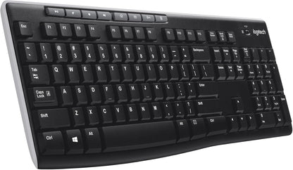Logitech K270 Wireless Keyboard for Windows, 2.4 GHz Wireless, Full-Size, Number Pad, 8 Multimedia Keys, 2-Year Battery Life, Compatible with PC, Laptop, Black