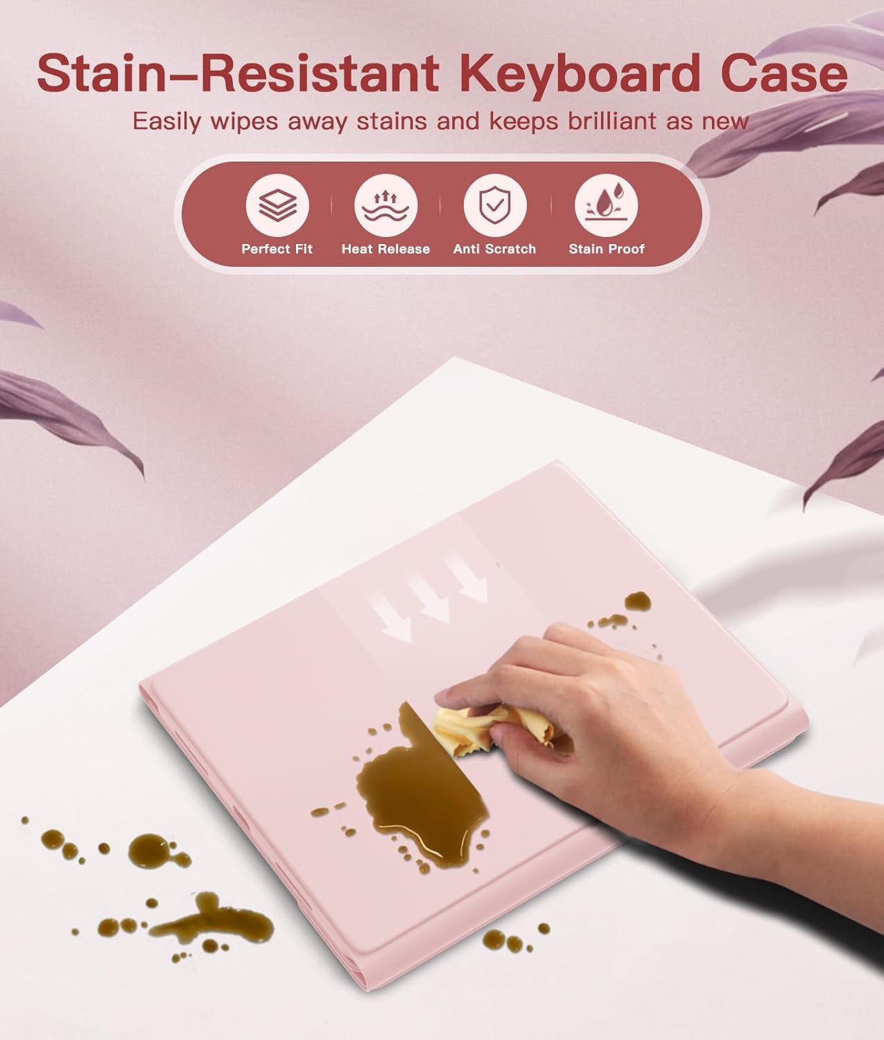 for iPad 10th Generation Case with Keyboard 10.9 Inch- Magnetic Wireless Keyboard Case with Pencil Holder Stain Proof Folio Cover for iPad (A16) 11th Gen 11 Inch 2025/10th Gen 2022 - Light Pink