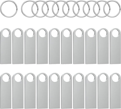 ABLAZE 8GB Flash Drive 20 Pack, Metal USB 2.0 Thumb Drives with Keychains USB Sticks Pendrives (Sliver)