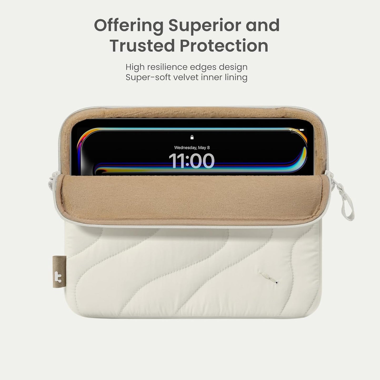 tomtoc 360 Protective Puffy Tablet Sleeve for iPad Pro 11-inch (M4/(4th/3rd/2nd/1st Gen), iPad Air 11-inch (M3) 2025/(M2) 2024 with Magic Keyboard/Smart Keyboard, Quilted Soft Puffer iPad Case