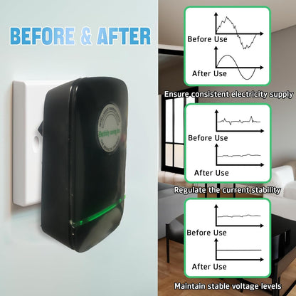 Elon-musk's Electricity Saving Box Stop Watt Stopwatt Energy Saving Device Save Energy Saving Device Energy Saving Power Strip for Home Office US Plug 90v-250v 30kw Rated Green (2PCS, Black)