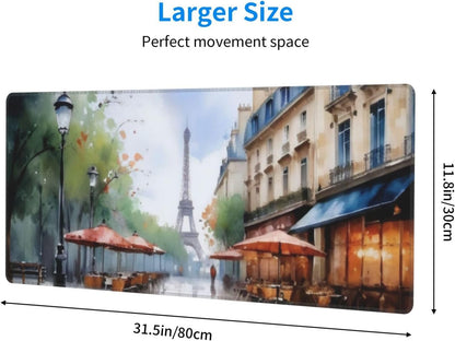 Gaming Mouse Pad, Large Non-Slip Rubber Base Mousepad, Keyboard Mouse Mat, Desk Pad with Stitched Edges, 31.5x11.8inch, Elfa Tower