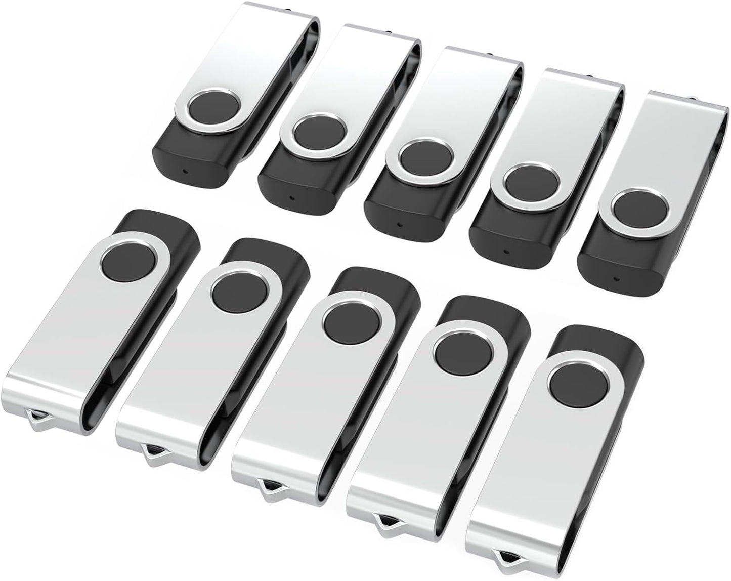 USB Flash Drives 4GB 10 Pack, Wooolken USB 2.0 Thumb Drives with Keychains Memory Stick USB Drive Pendrive for PC Laptop Computer (Black)