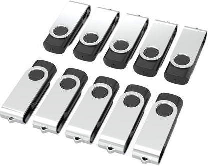 USB Flash Drives 16GB 10 Pack, Wooolken USB 2.0 Thumb Drives with Keychains Memory Stick USB Drive Pendrive for PC Laptop Computer (Black)