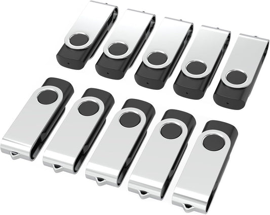 USB Flash Drives 16GB 10 Pack, Wooolken USB 2.0 Thumb Drives with Keychains Memory Stick USB Drive Pendrive for PC Laptop Computer (Black)