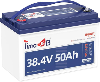 36V 50Ah Lithium Battery, Timeusb 36V LiFePO4 Battery with Low-Temp Cutoff Protection, Group31, Automotive Grade A Cells, Up to a 10-year Lifetime, Ideal for Trolling Motors and Solar Systems