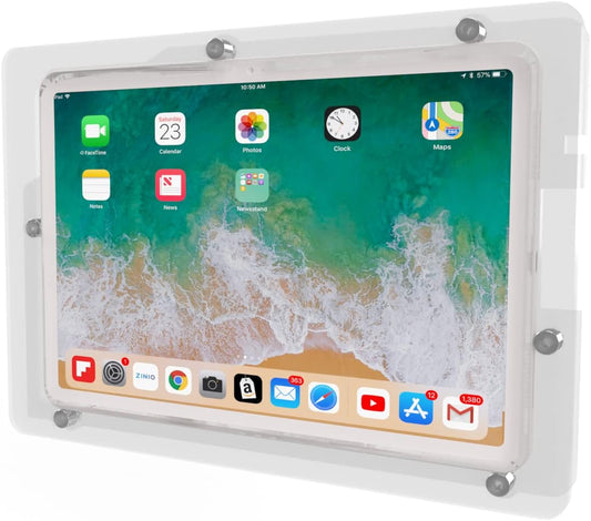 TABcare Anti-Theft Acrylic VESA Enclosure for Apple iPad 10 10.9" 2022, iPad 11" 2025 with Free Wall Mount Kit & 90-Degree Angle USB C Charge Cable (Clear)