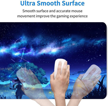 RTGGSEL 31.5x11.8 Inch Non-Slip Long Extended Large Gaming Mouse Pad with Stitched Edges XL Laptops Keyboard Mouse Mat(Starry Sky)