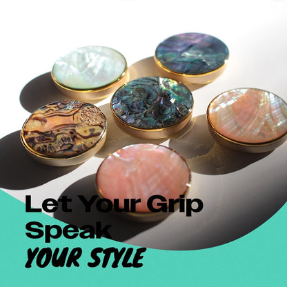 OnTheGrip Cute Natural Seashell Design Round Shape Collapsible Mobile Phone Grip Stand Holder for Smartphone Tablet Cell Phone Accessory (Peach)