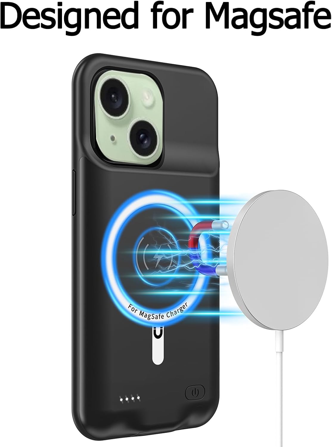 Battery Case for iPhone 15, Upgraded 10000mAh Portable Protective Charging Case with Wireless Charging Compatible with iPhone 15 (6.1 inch) Rechargeable Battery Pack Charger Cover with Carplay (Black)