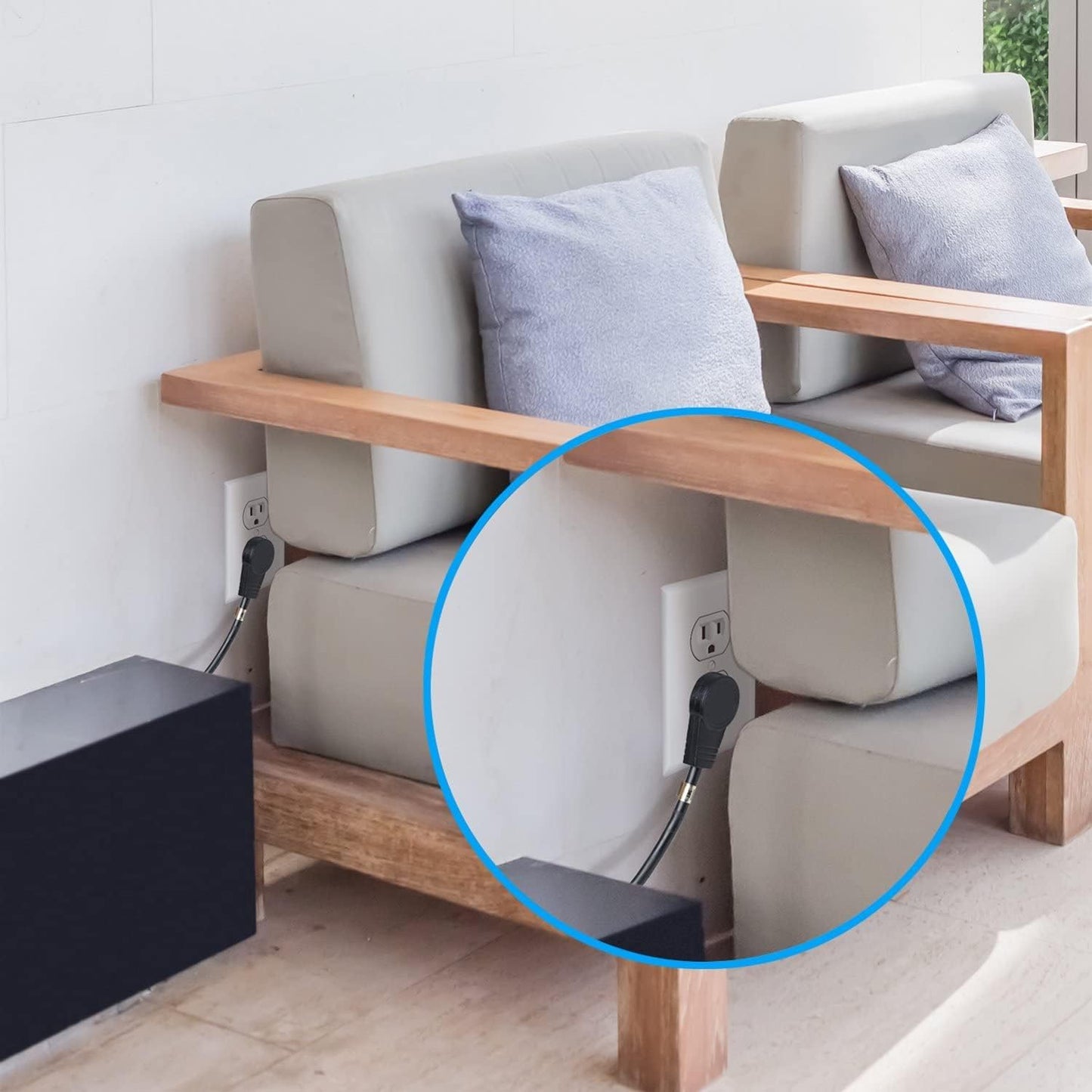 Maximm Monitor Computer Power Cord 4 Ft Flat Plug 360° Rotating PC Cable 3 Prong for, Desktop, Printer, Scanner, 16 AWG NEMA 5-15P to IEC13 - UL Certified