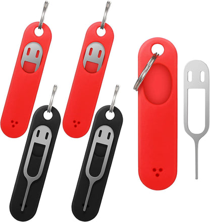 Sim Card Removal Tool Phone Chip Remover Unlock Chip Sim Card Tray Eject Pin Tool Needle Opener Ejector with Detachable Keychain Charm for Smart Phone, 4 Pieces