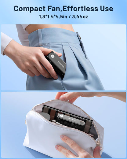 SWEETFULL Portable Handheld Mini Fan with LED Display, 3-in-1 Personal Foldable USB Rechargeable Hand Held Fan & Flashlight for Travel, Lash Eyelash, Cute Small Pocket for Women, Girls