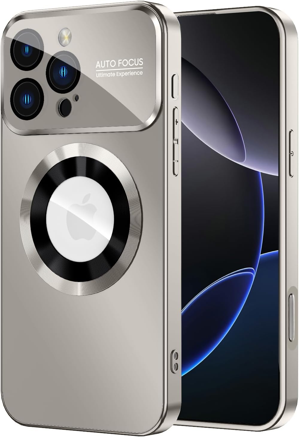 Magnetic for iPhone 16 Pro Max Case, Compatible with MagSafe, Built-in Camera Lens Protector, Logo View, Military Grade Drop Protection Phone Cover, Titanium Gray