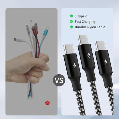 Multi Charging Cable,USB C Splitter Cable,3 in 1 Travel Fast Charging Cord with 3 Type-C Port for iPhone 16 15 Pro Max Galaxy S23 S22 S10 Note 20 Cell Phones Tablets and More,1Pack 5FT