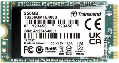 Transcend 256GB MTE400S M.2 2242 PCIe Gen3x4 SSD, Compatible with Ultra-Thin Laptops, Dram-Less Low Power, Up to 2000MB/s, TLC - TS256GMTE400S