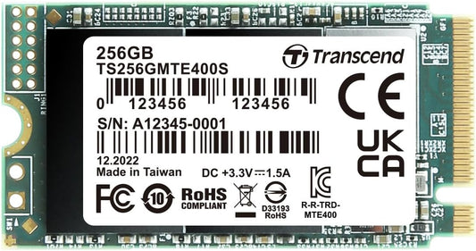 Transcend 256GB MTE400S M.2 2242 PCIe Gen3x4 SSD, Compatible with Ultra-Thin Laptops, Dram-Less Low Power, Up to 2000MB/s, TLC - TS256GMTE400S