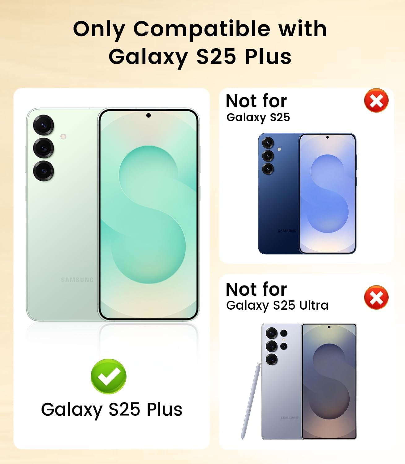 Slim Thin for Samsung Galaxy S25 Plus Case, Compatible with MagSafe, Built-in Camera Lens Protector, Shockproof Protective Phone Case, Soft Electroplated Clear Cover, Gold