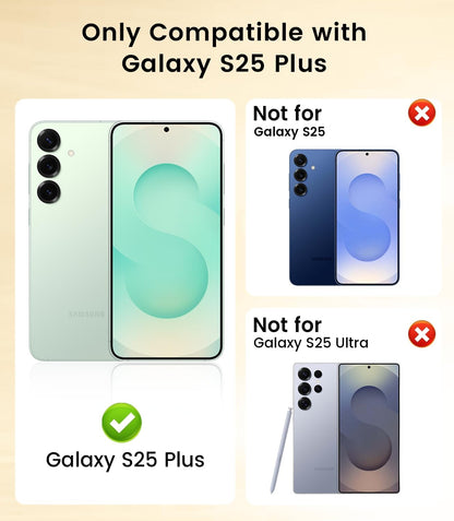 Slim Thin for Samsung Galaxy S25 Plus Case, Compatible with MagSafe, Built-in Camera Lens Protector, Shockproof Protective Phone Case, Soft Electroplated Clear Cover, Gold