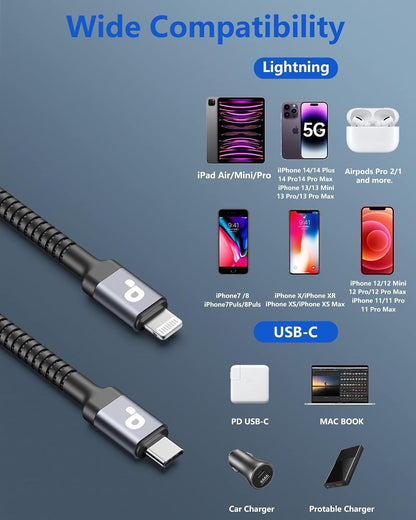 Long iPhone Fast Charger, [Apple MFi Certified] 2Pack 10FT USB C to Lightning Cable Type C iPhone Fast Charging Cord Compatible iPhone 14 13 12 11 Pro Max Xs 8 7 Plus and More