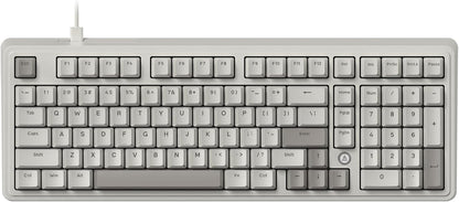 FIRSTBLOOD ONLY GAME. AK980 Wired Mechanical Keyboard, 101Keys Full Layout, Gasket Mount, Hot-Swappable USB Gaming Keyboard with Red Switches, Anti-Ghosting, Retro Grey-White