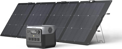 EF ECOFLOW Solar Generator River 2 Pro 768Wh LiFePO4 Battery with 220W Solar Panel, 4x800W AC Outlets (1600W Surge), Portable Power Station for Home Backup Outdoors Camping RV Emergency
