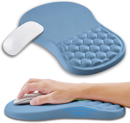 Ergonomic Mouse Pad Wrist Support with Memory Foam Massage Bulge, Carpal Tunnel Pain Relief Mousepad Wrist Rest for Mouse(12x8 inch, Lake Blue)
