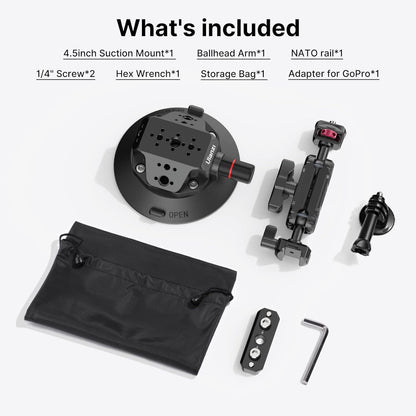 ULANZI SC-02 Suction Mount 4.5'', Magic Arm Bracket for DSLR Cameras Action Camera Video Shooting Filming, Compatible with DJI OSMO Pocket 3/Insta 360 x5/OSMO 360/Sony/Canon/Nikon/Fuji Action Cameras