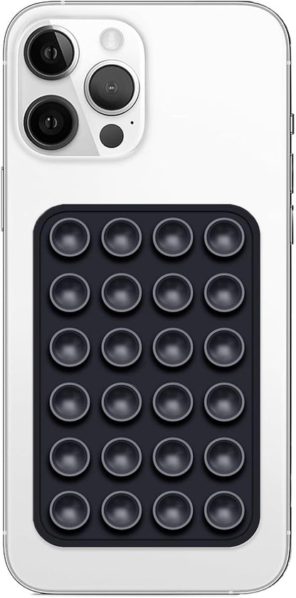 Silicone Suction Phone Case Mount, Non Slip Sticky Phone Grip for Cellphone, Silicon Adhesive Suction Cup Phone Mount, Strong Grip Holder for Selfies and Videos (Black)