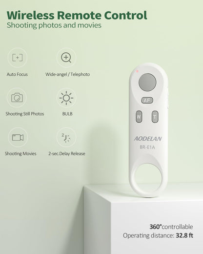 Camera Remote Control for Canon - Aodelan Wireless Shutter Release Trigger for R3/ R10/ M50/ EOS M6 Mark II/R/RP /90D /6D Mark II /R5/T7i /G5 X Mark II /G7 X Mark III; Replaces Canon BR-E1