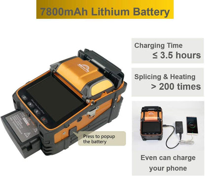 AI-9 Fiber Fusion Splicer Machine with Tutorial Videos Fusion Splicer Fiber Optic Core Alignment with Automatic Focus and 6 Motors for Trunk Line Construction, FTTH and Cable Splicing Projects
