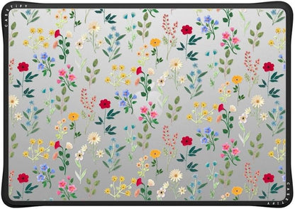 CASETiFY Impact MacBook Air 15" (M2-M4) Case [Cushioned Impact Corners/Scratch-Resistant/Anti-Slip Grip] - Spring Botanicals 2 - Clear Black