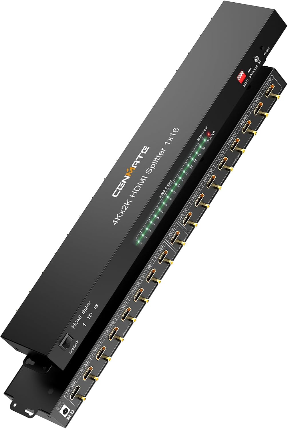 HDMI Splitter 1 in 16 Out, 16 Port HDMI Splitter Support 4Kx2K@30Hz Duplicate/Mirror, HDM 1.4, EDID, 3D Video Play, 10.2Gbps, HDCP, Deep Color 24bit/36bit