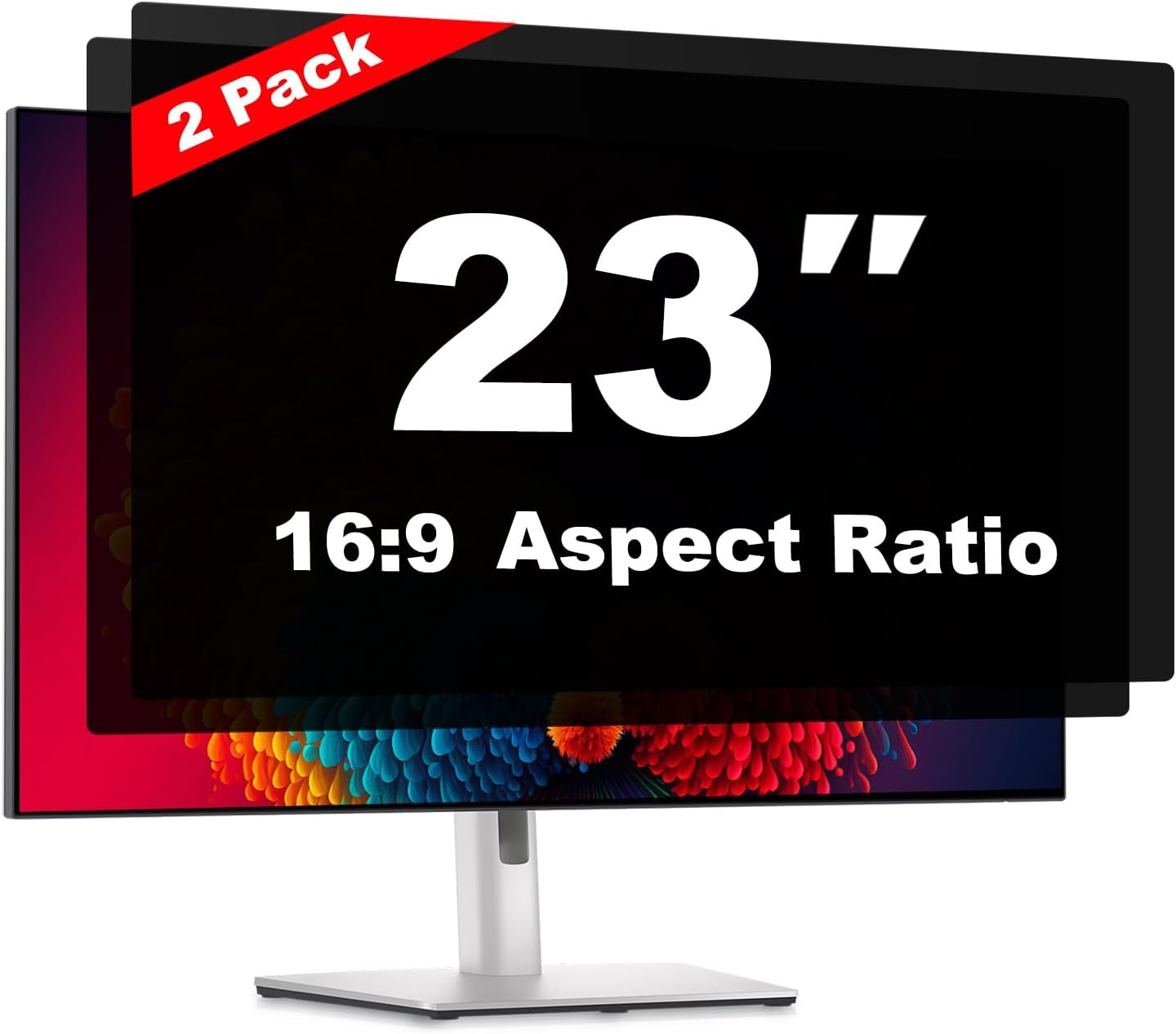 23 Inch Computer Privacy Screen Shield [2 Pack] for 16:9 Widescreen Desktop Monitor - Anti-Glare Blue Light Privacy Filter and Anti Spy Privacy Screen Protector Film