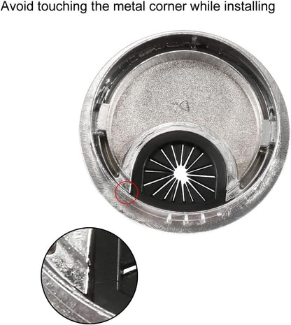 uxcell Cable Hole Cover, 2.4Inch/60mm Zinc Alloy Desk Wire Cord Cable Grommets Hole Cover for Office PC Desk Cable Cord Organizer, 4Pcs Bright Silver