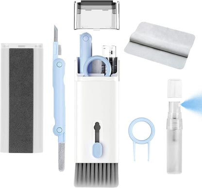7 in 1 Electronic Cleaner Kit – Keyboard and Laptop Cleaning Kit with Brush for AirPods Pro, Phone, Computer, and Screen, Includes Bonus Flannel Cloth – Blue