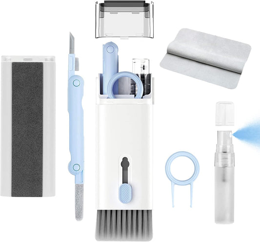 7 in 1 Electronic Cleaner Kit – Keyboard and Laptop Cleaning Kit with Brush for AirPods Pro, Phone, Computer, and Screen, Includes Bonus Flannel Cloth – Blue