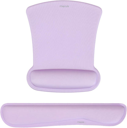MOSISO Wrist Rest Support for Mouse Pad & Keyboard Set, Ergonomic Mousepad Non-Slip Base Home/Office Pain Relief & Easy Typing Cushion with Neoprene Cloth & Raised Memory Foam, Dusty Lilac