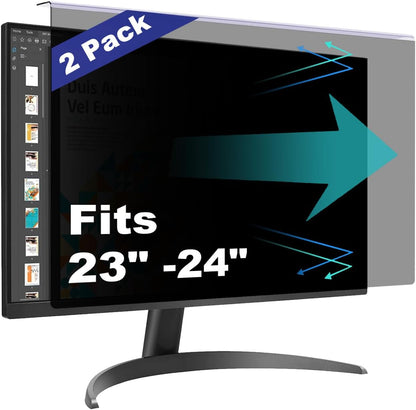 [2 Pack Computer Privacy Screen Shield Compatible for 23.6/23.8/24 Inch 16:9 Widescreen Desktop Monitor - Anti Glare & Blue Light Filter - Hanging Design for Easy On/Off