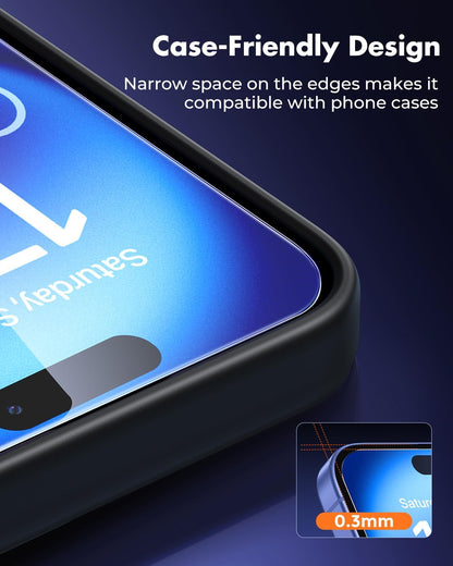 UNBREAKcable 3-Pack Screen Protector for iPhone 16, Double Shatterproof Tempered Glass [Easy Installation Frame] [9H Hardness] [99.99% HD Clear] [Case Friendly] for iPhone 6.1 inch