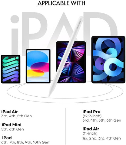 PS1-Pro Stylus Pen for Apple iPad 2018-2025｜Faster Charge Custom Shortcuts Pixel-Perfect with Metal Chrome Tip｜Pencil for iPad 11th & 10th Generation, Pro 11"/12.9"/M4, Air 3/4/5/M2/M3, mini 5/6th Gen