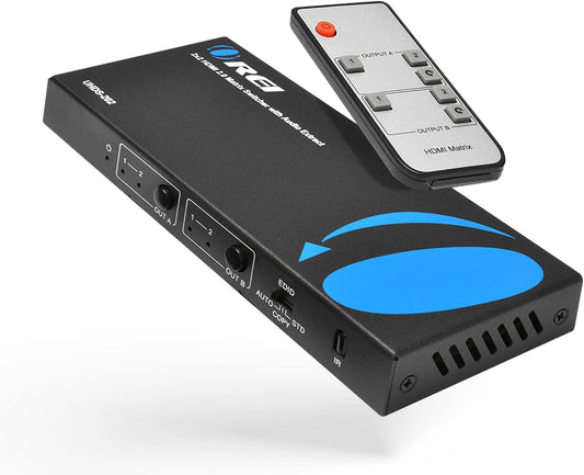 OREI 4K HDMI Matrix Switch 2 X 2, Switcher 18G UltraHD Supports Upto 4K @ 60Hz & 1080P IR EDID HDCP 2.- Remote Control (UHDS-202)