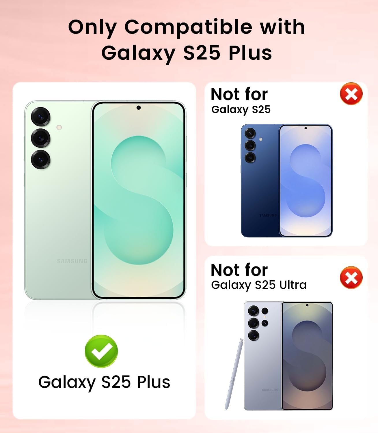 Slim Thin for Samsung Galaxy S25 Plus Case, Compatible with MagSafe, Built-in Camera Lens Protector, Shockproof Protective Phone Case, Soft Electroplated Clear Cover, Rose Gold