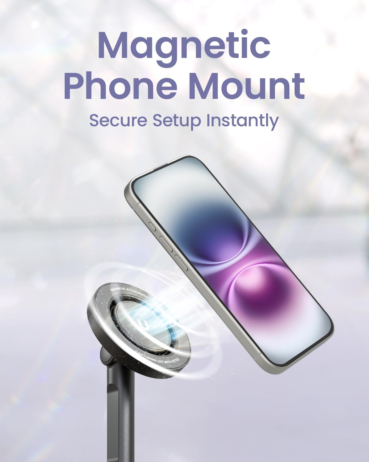 KraftGeek Magnetic Phone Tripod for iPhone MagSafe – 66'' Automatic Selfie Stick with Remote, Portable Tripod Stand for Video Recording, Travel, Vlogging (Black)