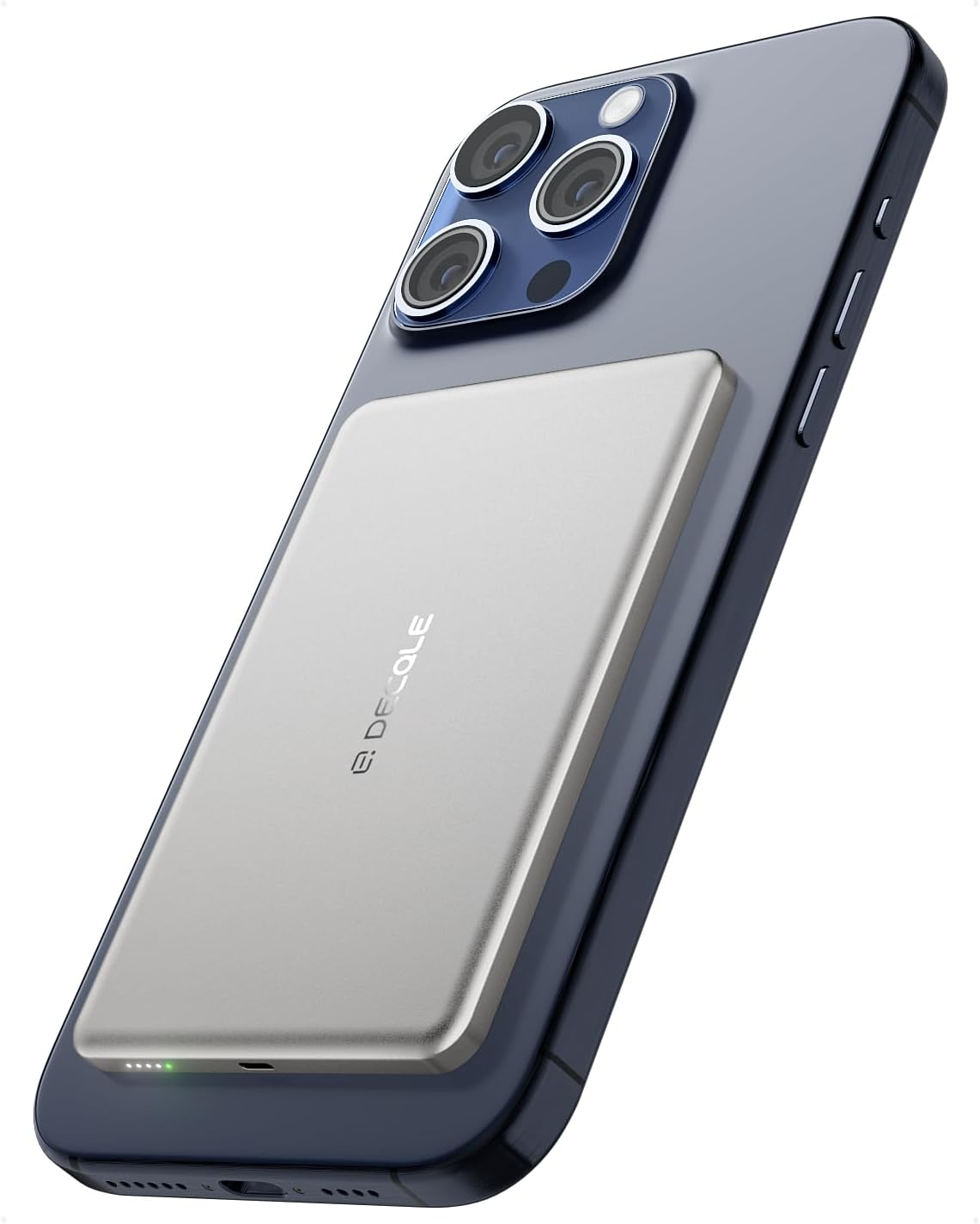 “Air” Power Bank for MagSafe 5000mAh, Ultra Slim Magnetic Wireless Portable Battery Charger Case with USB-C Cable, Compatible with iPhone 17/16/15/14/13/12 Series Only (Sliver)