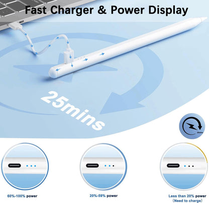 Stylus Pen for iPad (2025-2018),Tilt Sensitivity Palm Rejection Fast Charge Stylus Pencil,iPad Pencil for i Pad 11th A16/10/9/8/7/6th & Pro 13/12.9/11(M4) & Air 13/11(M3/M2) & Mini A17 Pro/6/5
