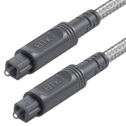 EMK Digital Optical Audio Cable Fiber Optical Toslink Cable SPDIF Audio Cable Male to Male Cord for Home Theater, Sound Bar, TV, PS4, Xbox, PlayStation & More (Grey-3.3Feet/1M)