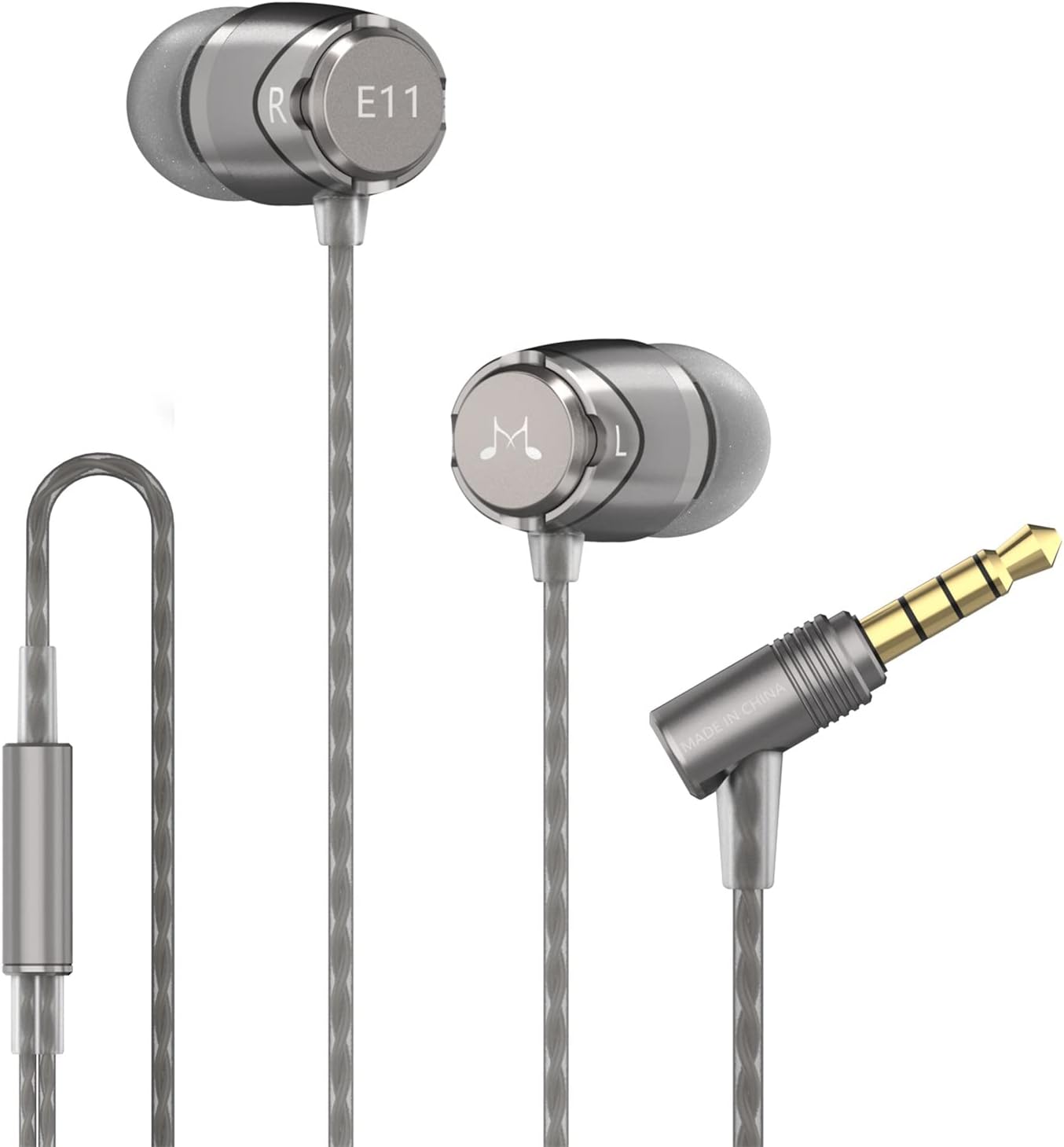 SoundMAGIC E11 Wired Earbuds No Microphone HiFi Stereo Earphones Noise Isolating in Ear Headphones Powerful Bass Tangle Free Cord Gunmetal