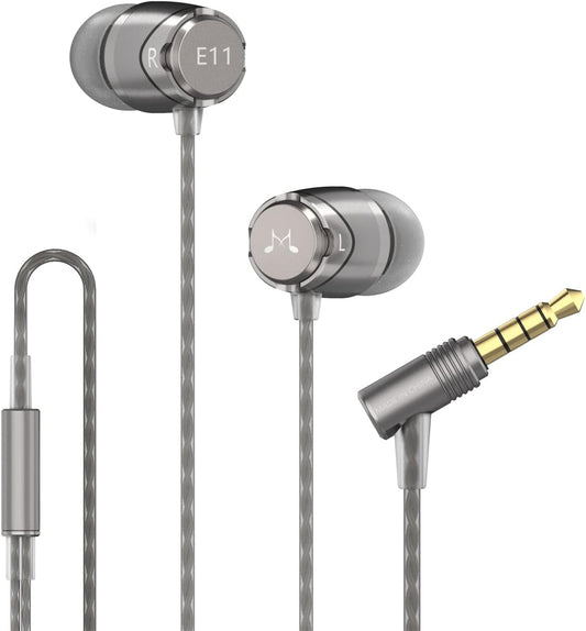 SoundMAGIC E11 Wired Earbuds No Microphone HiFi Stereo Earphones Noise Isolating in Ear Headphones Powerful Bass Tangle Free Cord Gunmetal
