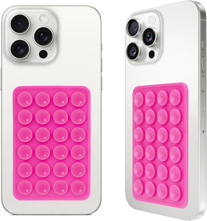 2PCS Silicone Suction Phone Case Mount,Non Slip Suction Cup Phone Mount,Hands-Free Phone Accessories Holder for Selfies and Videos,Silicon Adhesive Phone Stand Sticky for Cell Phone Rose red